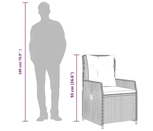 5-Osaline Aiamööbli Komplekt Patjadega, Must, Polürotang