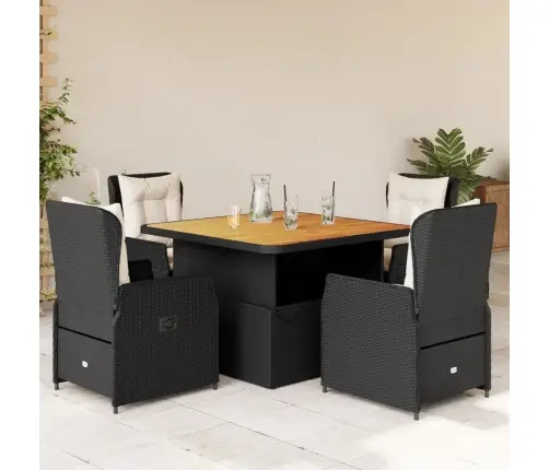 5-Osaline Aiamööbli Komplekt Patjadega, Must, Polürotang