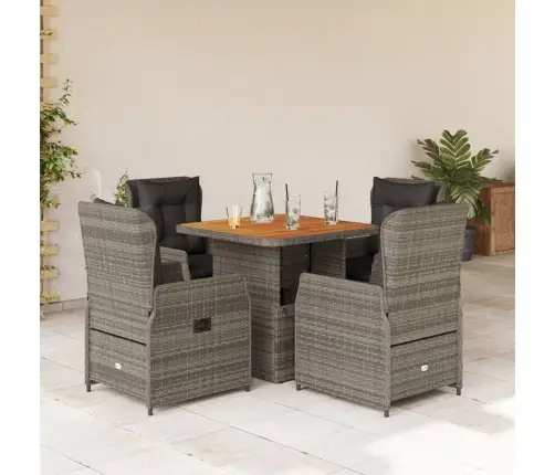 5-Osaline Aiamööbli Komplekt Patjadega, Hall, Polürotang