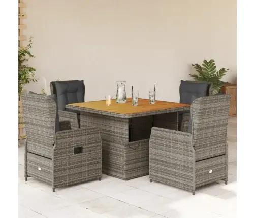 5-Daļīgs Dārza Mēbeļu Komplekts, Matrači, Pelēka Pe Rotangpalma Vidaxl