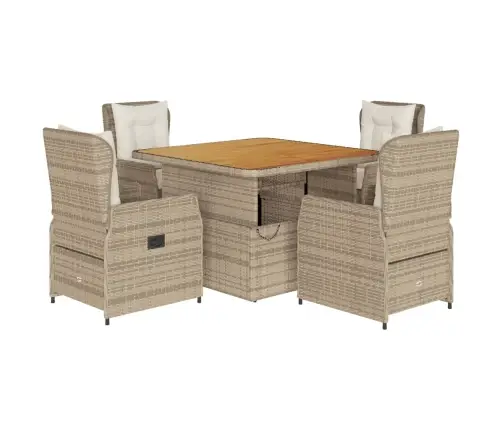 5-Daļīgs Dārza Mēbeļu Komplekts, Matrači, Bēša Pe Rotangpalma Vidaxl