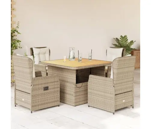 5-Daļīgs Dārza Mēbeļu Komplekts, Matrači, Bēša Pe Rotangpalma Vidaxl