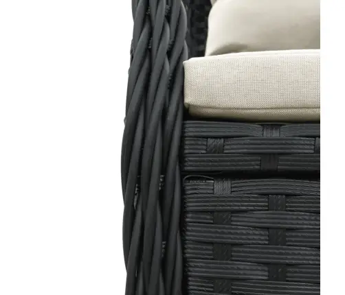 Sodo Komplektas Su Pagalvėlėmis, 9 Dalių, Juodas, Poliratanas