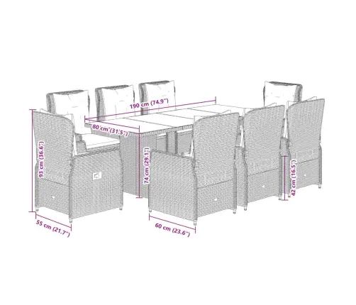 Sodo Komplektas Su Pagalvėlėmis, 9 Dalių, Juodas, Poliratanas