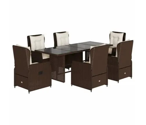 7-Daļīgs Dārza Mēbeļu Komplekts, Matrači, Brūna Pe Rotangpalma Vidaxl