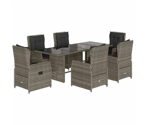 7-Osaline Aiamööbli Komplekt Patjadega, Hall, Polürotang