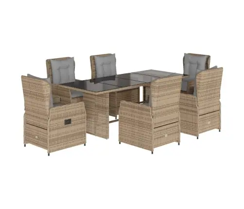 7-Osaline Aiamööbli Komplekt Patjadega, Beež, Polürotang