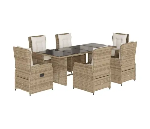 7-Osaline Aiamööbli Komplekt Patjadega, Beež, Polürotang