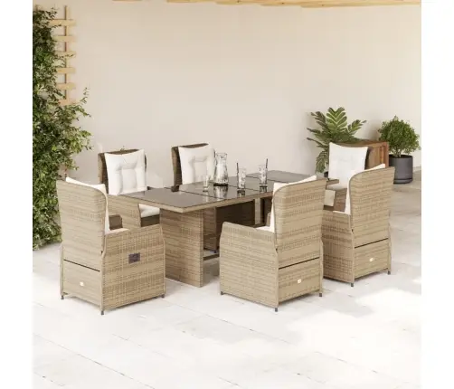 7-Osaline Aiamööbli Komplekt Patjadega, Beež, Polürotang