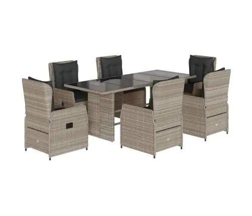 Sodo Komplektas Su Pagalvėlėmis, 7 Dalių, Pilkas, Poliratanas