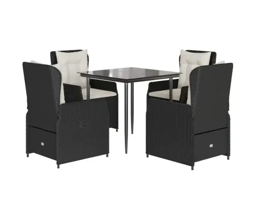 5-Osaline Aiamööbli Komplekt Patjadega, Must, Polürotang