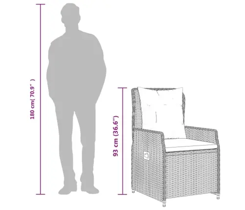 5-Osaline Aiamööbli Komplekt Patjadega, Must, Polürotang