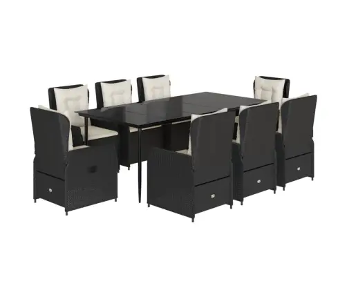 9-Osaline Aiamööbli Komplekt Patjadega, Must, Polürotang