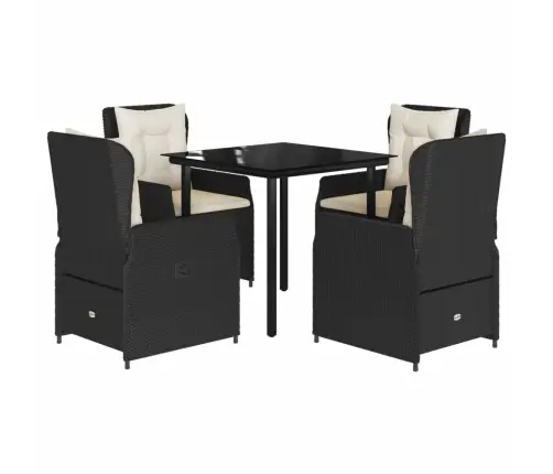 5-Osaline Aiamööbli Komplekt Patjadega, Must, Polürotang