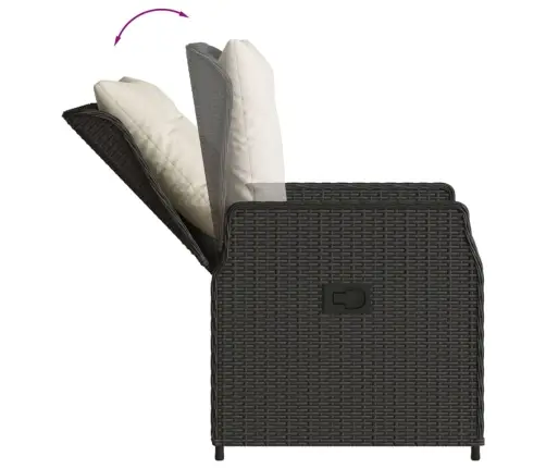 5-Osaline Aiamööbli Komplekt Patjadega, Must, Polürotang