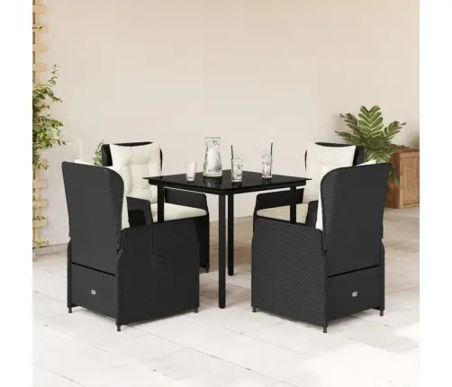 5-Osaline Aiamööbli Komplekt Patjadega, Must, Polürotang