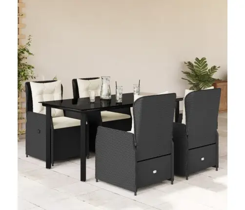 5-Daļīgs Dārza Mēbeļu Komplekts, Matrači, Melna Pe  Rotangpalma Vidaxl