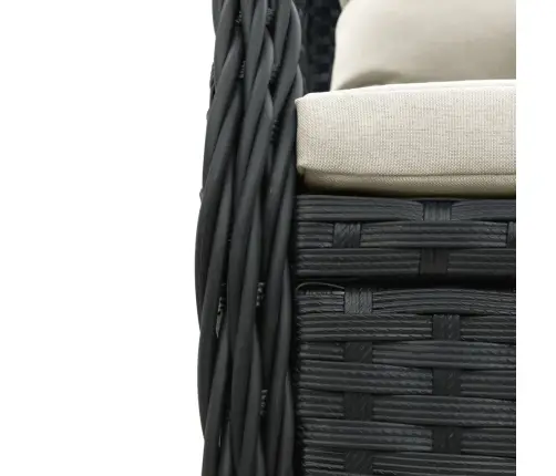 9-Daļīgs Dārza Mēbeļu Komplekts, Matrači, Melns, Pe Rotangpalma Vidaxl