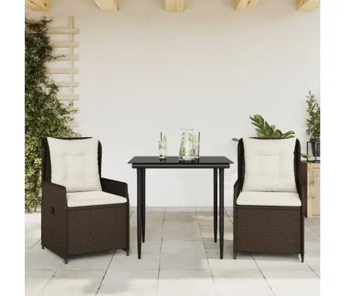 3-Daļīgs Dārza Mēbeļu Komplekts, Matrači, Brūna Pe Rotangpalma Vidaxl