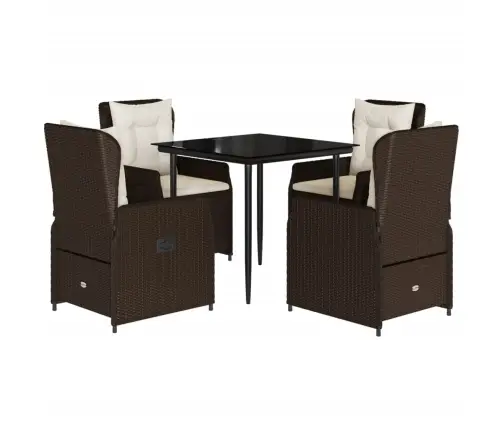 5-Osaline Aia Söögimööbli Komplekt Patjadega, Pruun, Polürotang