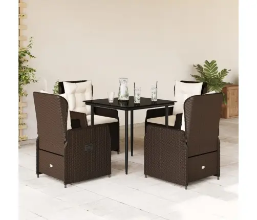 5-Osaline Aia Söögimööbli Komplekt Patjadega, Pruun, Polürotang