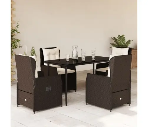 Sodo Komplektas Su Pagalvėlėmis, 5 Dalių, Rudas, Poliratanas