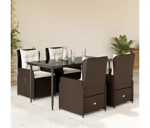 Sodo Komplektas Su Pagalvėlėmis, 5 Dalių, Rudas, Poliratanas