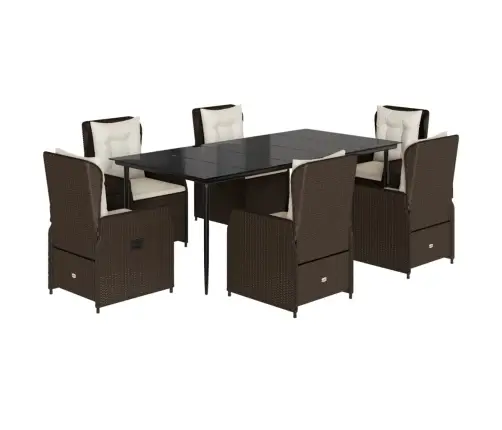 7-Daļīgs Dārza Mēbeļu Komplekts, Matrači, Brūna Pe Rotangpalma Vidaxl