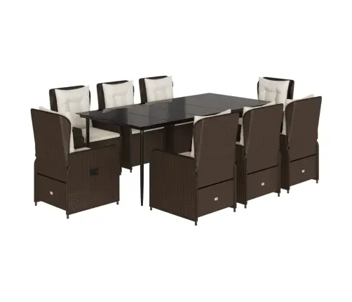 9-Daļīgs Dārza Mēbeļu Komplekts, Matrači, Brūna Pe Rotangpalma Vidaxl 9-Daļīgs Dārza Mēbeļu Komplekts, Matrači, Brūna Pe Rotangpalma Vidaxl