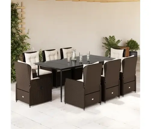 9-Daļīgs Dārza Mēbeļu Komplekts, Matrači, Brūna Pe Rotangpalma Vidaxl 9-Daļīgs Dārza Mēbeļu Komplekts, Matrači, Brūna Pe Rotangpalma Vidaxl