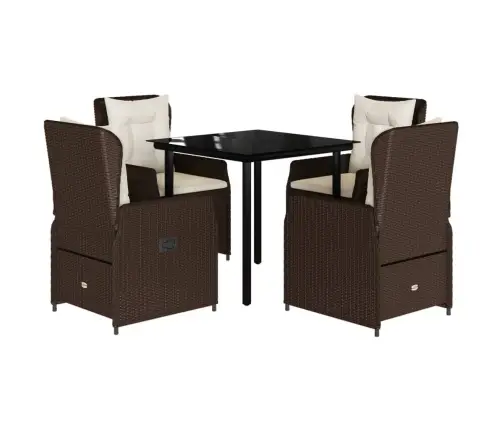 5-Osaline Aia Söögimööbli Komplekt Patjadega, Pruun, Polürotang