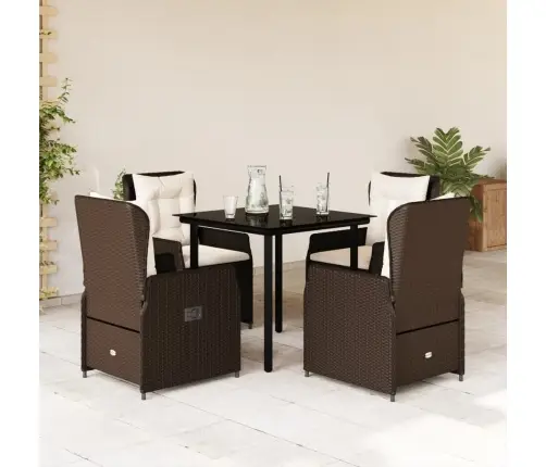 5-Osaline Aia Söögimööbli Komplekt Patjadega, Pruun, Polürotang