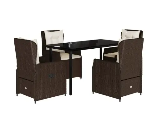 Sodo Komplektas Su Pagalvėlėmis, 5 Dalių, Rudas, Poliratanas