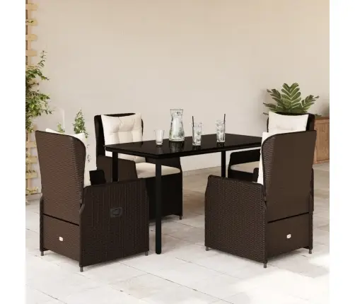 Sodo Komplektas Su Pagalvėlėmis, 5 Dalių, Rudas, Poliratanas