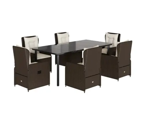 7-Daļīgs Dārza Mēbeļu Komplekts, Matrači, Brūna Pe Rotangpalma Vidaxl