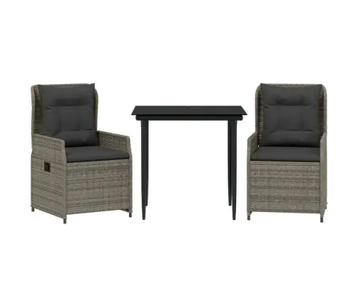 3-Osaline Aiamööbli Komplekt Patjadega, Hall, Polürotang