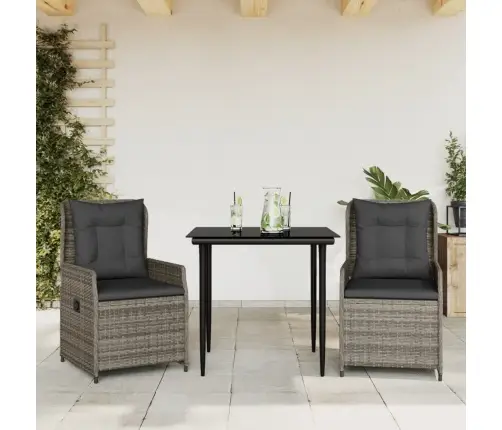 3-Osaline Aiamööbli Komplekt Patjadega, Hall, Polürotang