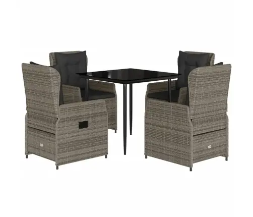 5-Daļīgs Dārza Mēbeļu Komplekts, Matrači, Pelēka Pe Rotangpalma Vidaxl