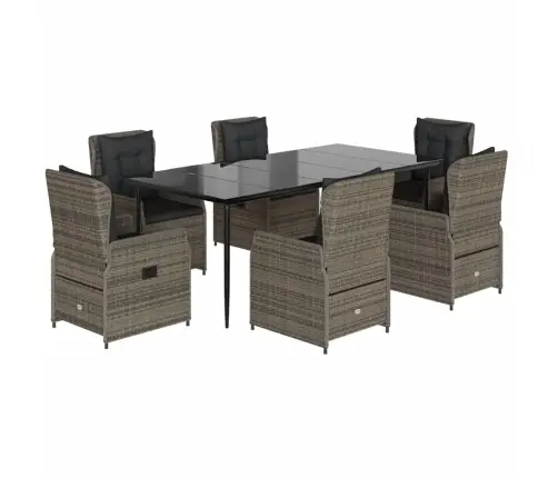 7-Osaline Aiamööbli Komplekt Patjadega, Hall, Polürotang