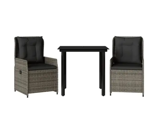 3-Daļīgs Dārza Mēbeļu Komplekts, Matrači, Pelēka Pe Rotangpalma Vidaxl