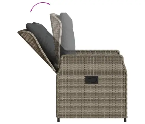 3-Daļīgs Dārza Mēbeļu Komplekts, Matrači, Pelēka Pe Rotangpalma Vidaxl