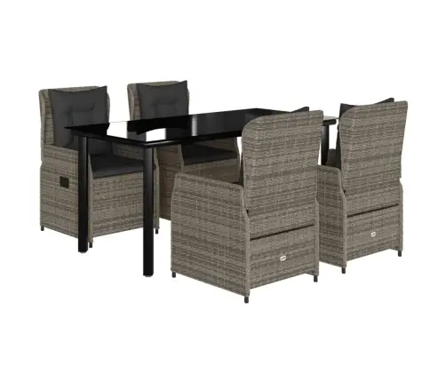 5-Daļīgs Dārza Mēbeļu Komplekts, Matrači, Pelēka Pe Rotangpalma Vidaxl