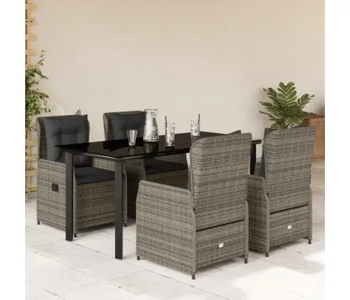 5-Daļīgs Dārza Mēbeļu Komplekts, Matrači, Pelēka Pe Rotangpalma Vidaxl