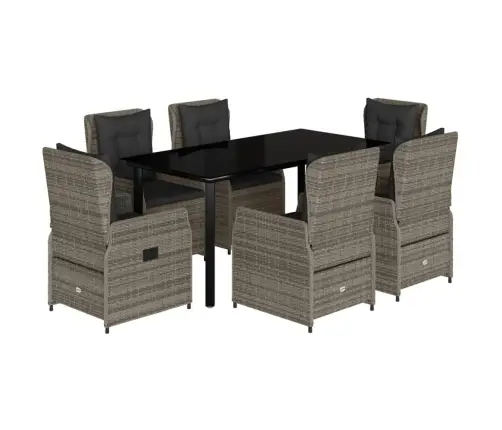 7-Osaline Aiamööbli Komplekt Patjadega, Hall, Polürotang