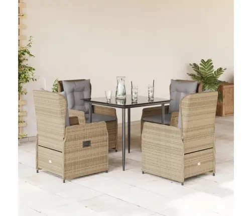 5-Daļīgs Dārza Mēbeļu Komplekts, Matrači, Bēša Pe Rotangpalma Vidaxl