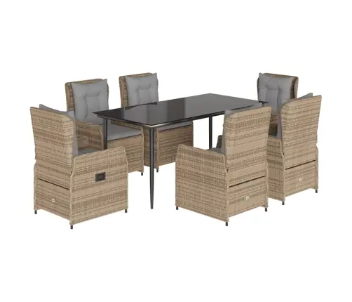 7-Osaline Aiamööbli Komplekt Patjadega, Beež, Polürotang