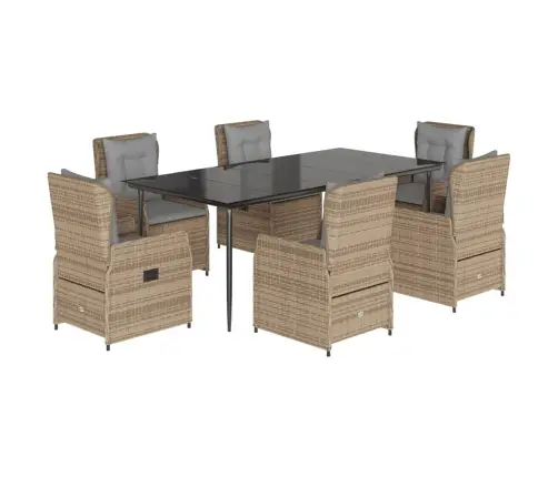 7-Osaline Aiamööbli Komplekt Patjadega, Beež, Polürotang