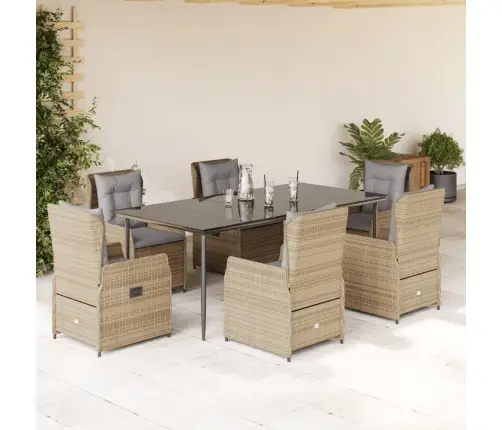 7-Osaline Aiamööbli Komplekt Patjadega, Beež, Polürotang