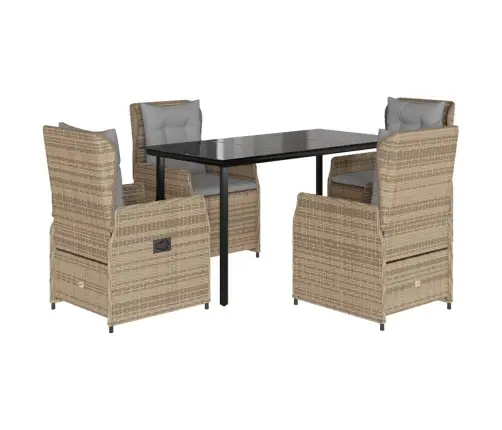 5-Daļīgs Dārza Mēbeļu Komplekts, Matrači, Bēša Pe Rotangpalma Vidaxl