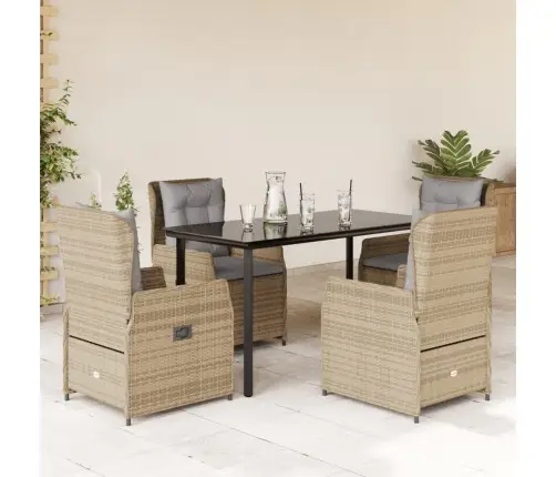 5-Daļīgs Dārza Mēbeļu Komplekts, Matrači, Bēša Pe Rotangpalma Vidaxl